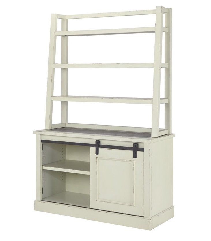 Hillshire White Wood & Cement Top Cabinet With Tall Hutch Pic 2